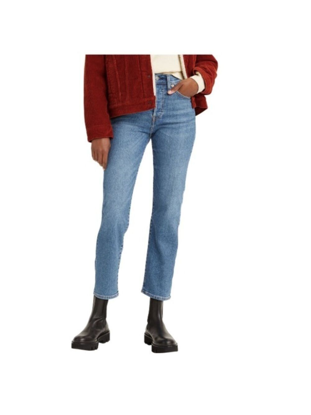 Levi's Wedgie High Rise Straight Jeans Love In The Mist - Med Stone Wash 28x28